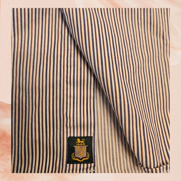 Robert Talbott Purple Blue Striped Button-Down Dress Shirt - Picture 4 of 4